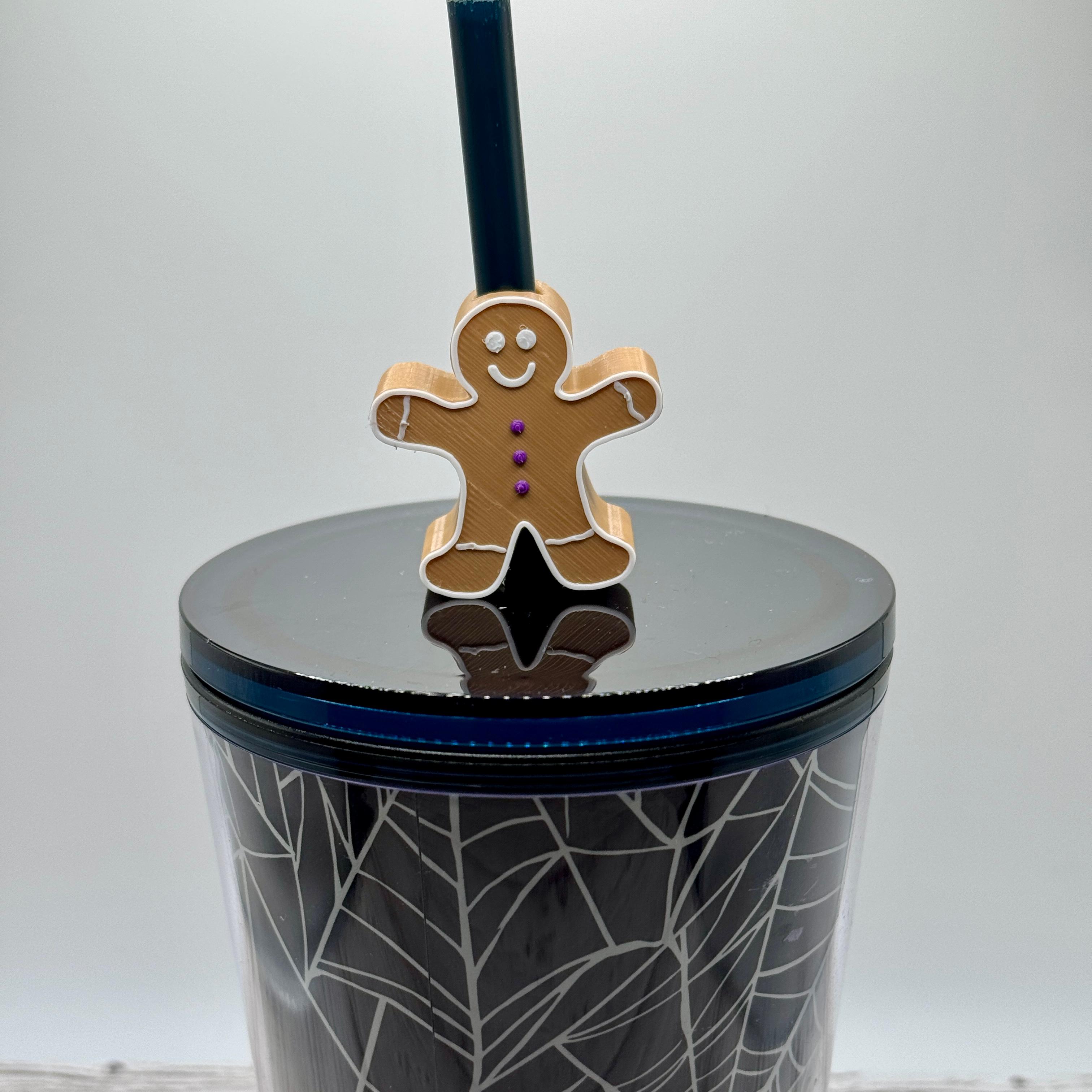 Gingerbread Man Straw Topper 3d model