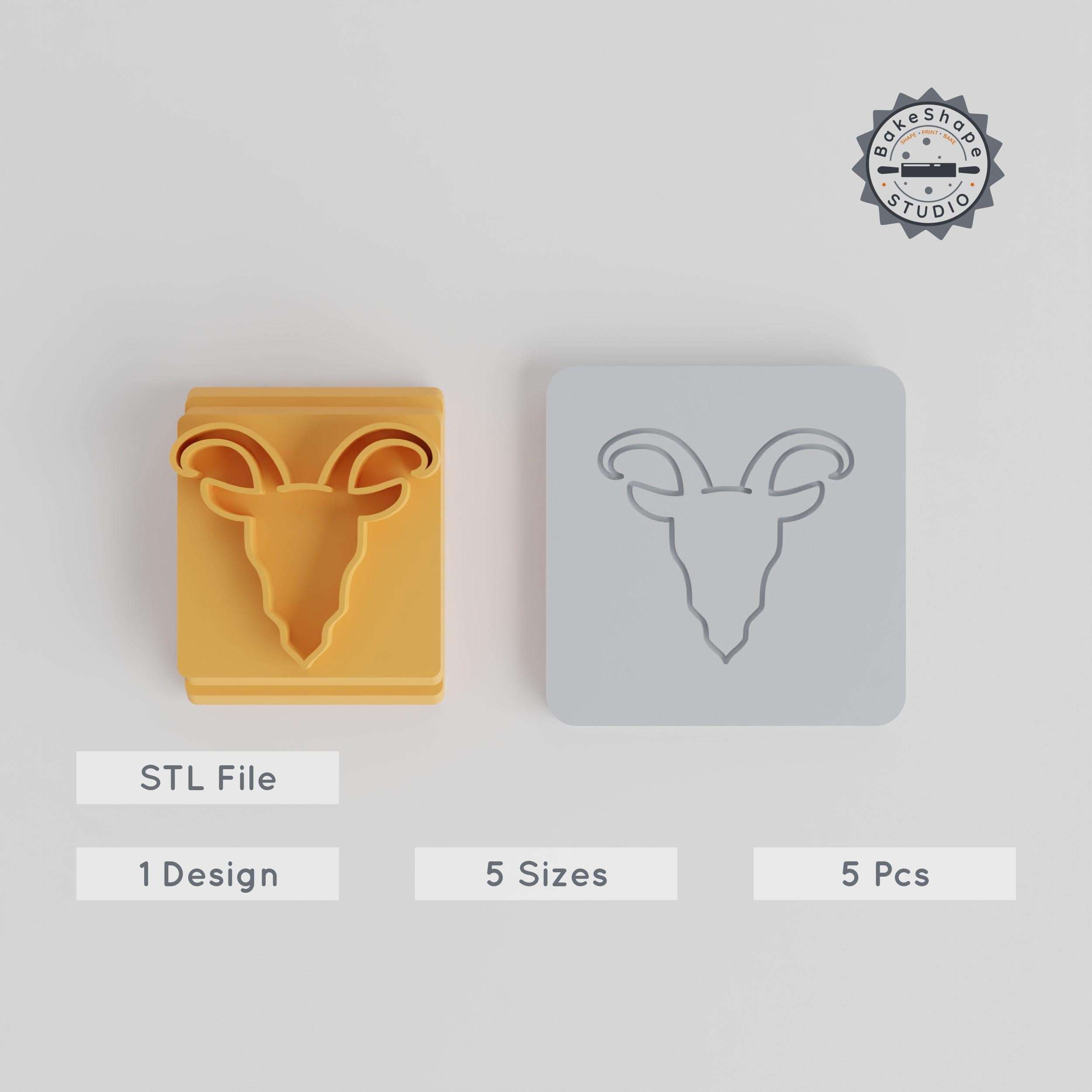 Goat Stamp Tile Bundle, 5 Sizes: 20-40mm, Perfect for Clay, Cookies & Fondant, Animal Theme PRODUCT_3720 3d model