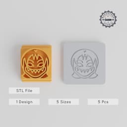 Demon Girl Stamp Tile Set, 20-40mm Clay & Cookie Decor, Halloween Horror Theme PRODUCT_1887 3d model