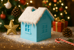 Snowy House Vase – Winter Home Decor 3d model