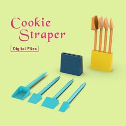 Cookie Scribe/Scraper Tool Set; 4 pcs. & Holder, 3D Cookie Tool, 3D Print Baking Tool, Cookie Scribe 3d model