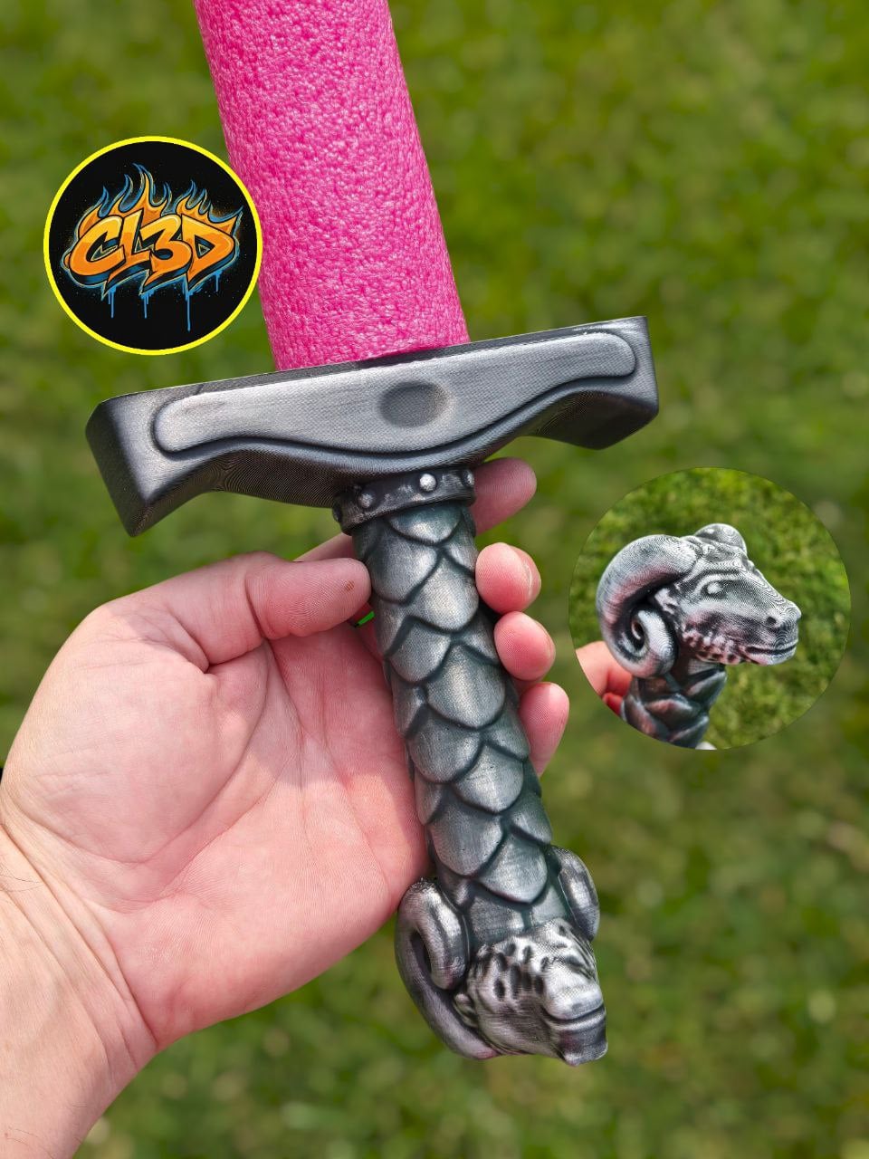 Pool Noodle Sword - Ram's Head 3d model