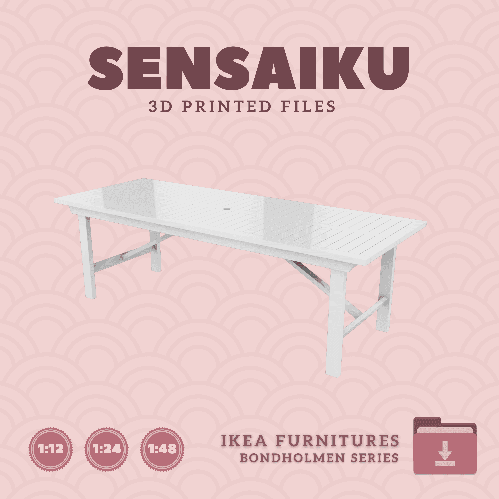 Miniature Replica 01. BONDHOLMEN Table 92 In for Miniature Dollhouse - IKEA - 3D Print Instant Downl 3d model