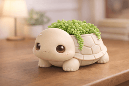 Turtle Planter β Cute Kawaii Succulent Pot with Shell | 3D Printable STL 3d model