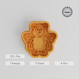 Devil Monster Shape Cutter & Stamp Set, Cookie & Fondant Decorating, 6 Piece Set, Includes S/M/L Sizes, Spooky Alien & Cartoon Demon Design PRODUCT_3002 3d model
