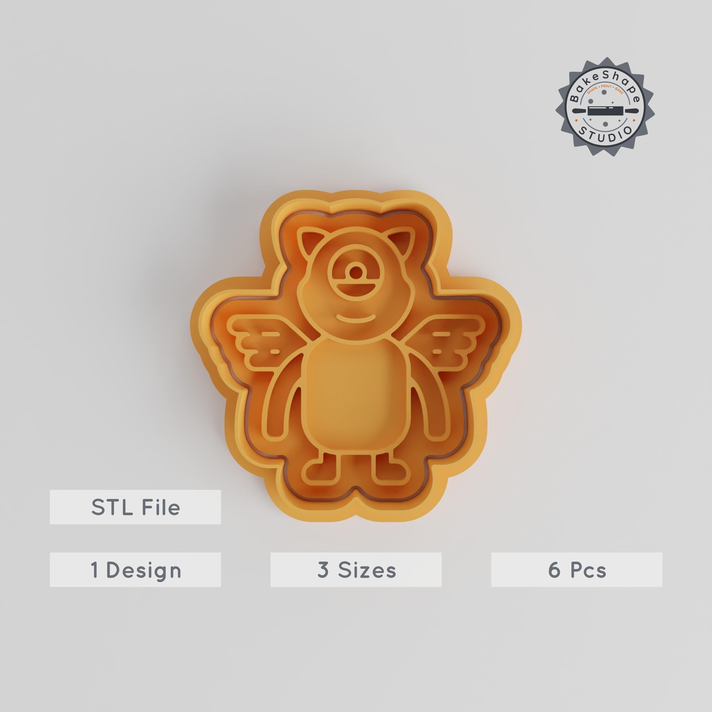 Devil Monster Shape Cutter & Stamp Set, Cookie & Fondant Decorating, 6 Piece Set, Includes S/M/L Sizes, Spooky Alien & Cartoon Demon Design PRODUCT_3002 3d model