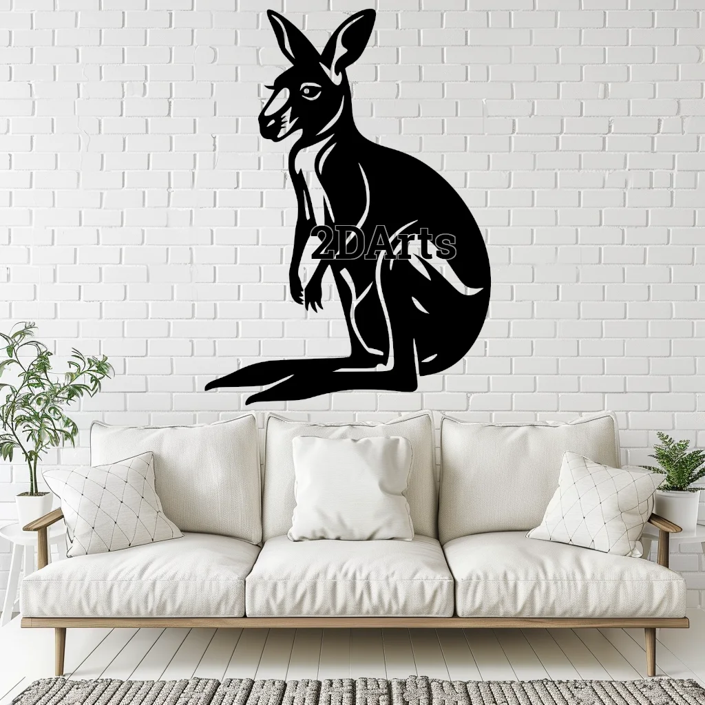 Kangaroo 2D Wall Art/Window Art - Digital STL & SVG Files for 3D Printing and Laser Cutting 3d model