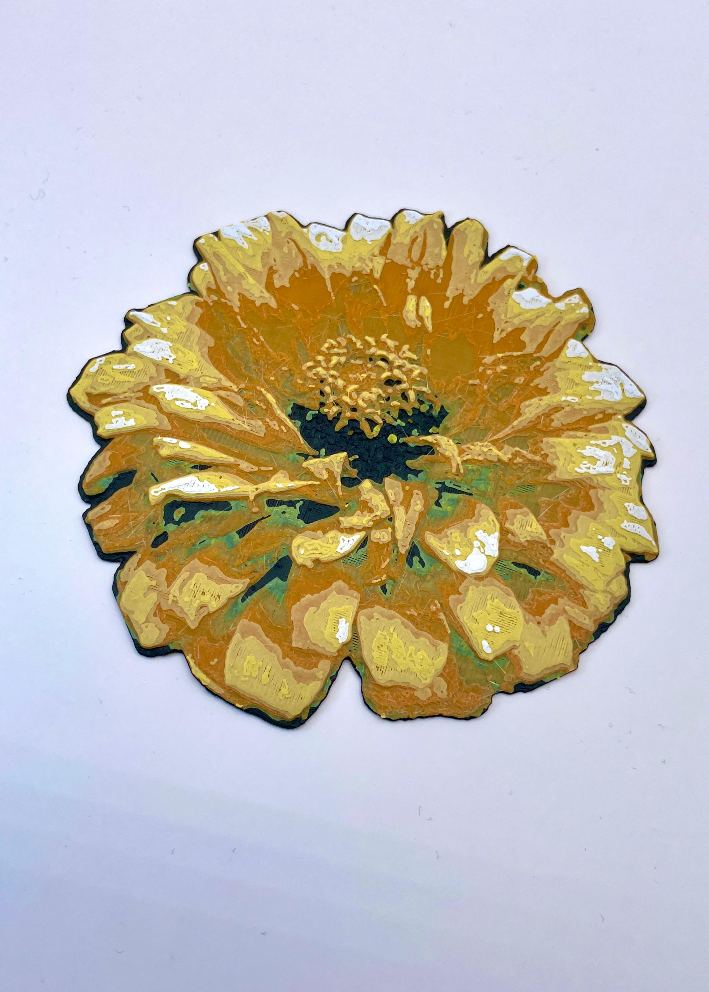 Yellow Zinnia Hueforge Flower 3d model