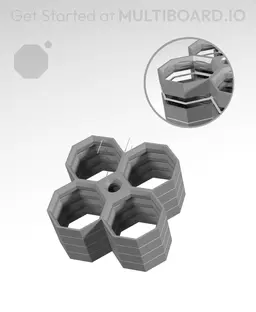 2x2 Multiboard Corner Legacy Tile - x4 Multi-Material Stack 3d model