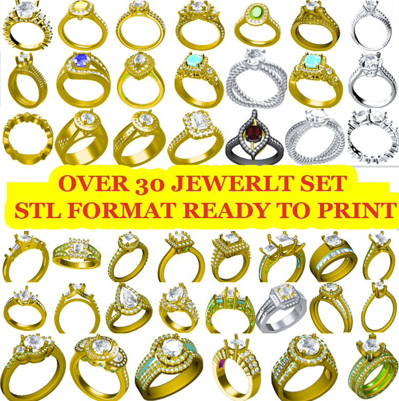 Over 30 Jewelry Set STL Ready for 3D Print 3d model