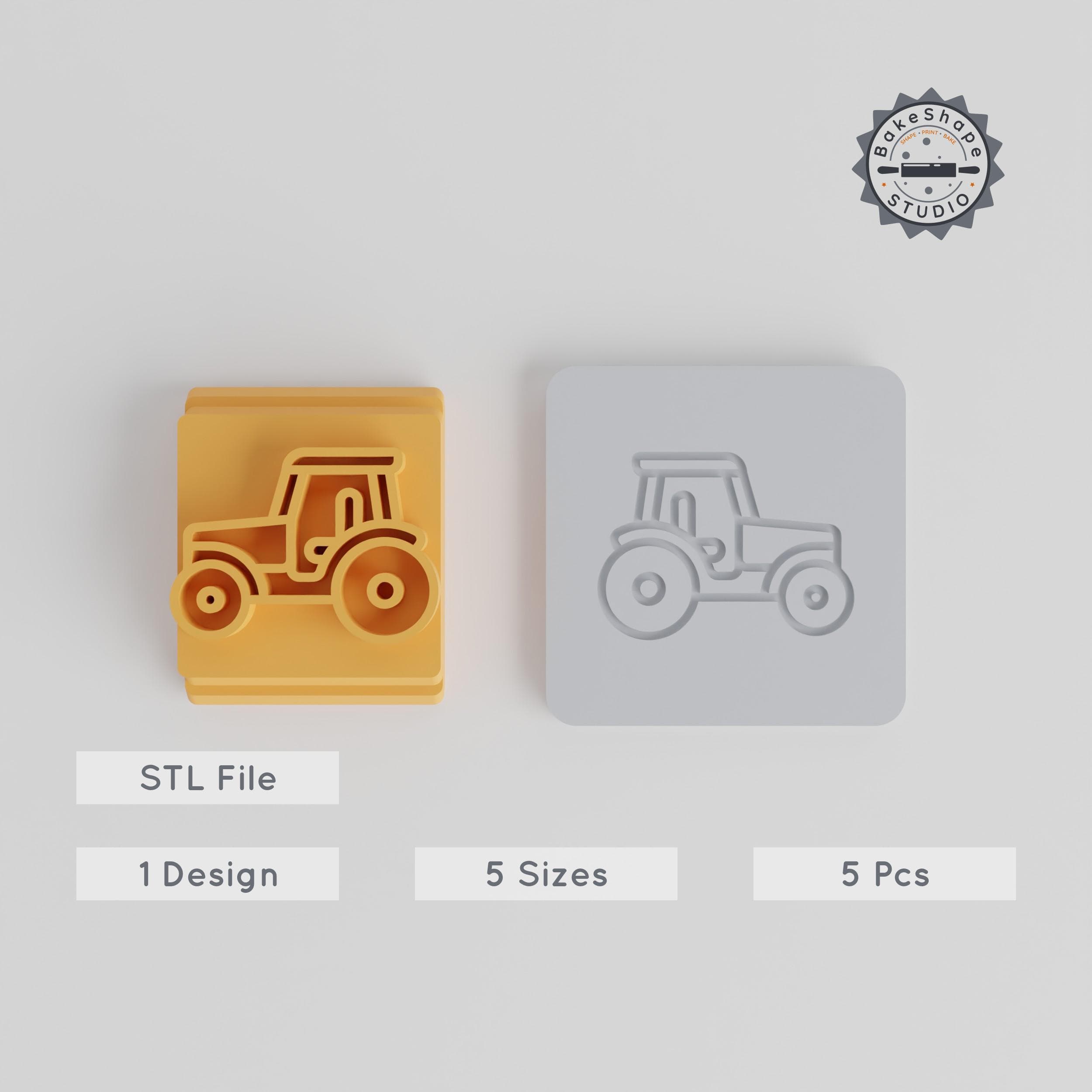 Tractor Stamp Tile Set, 5 Sizes, Farm Vehicle Designs, Perfect for Clay, Cookies & Fondant PRODUCT_3381 3d model