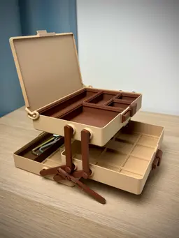 Tilt Box Organizer | Gridfinity 4x3 | Slide Lock 3d model