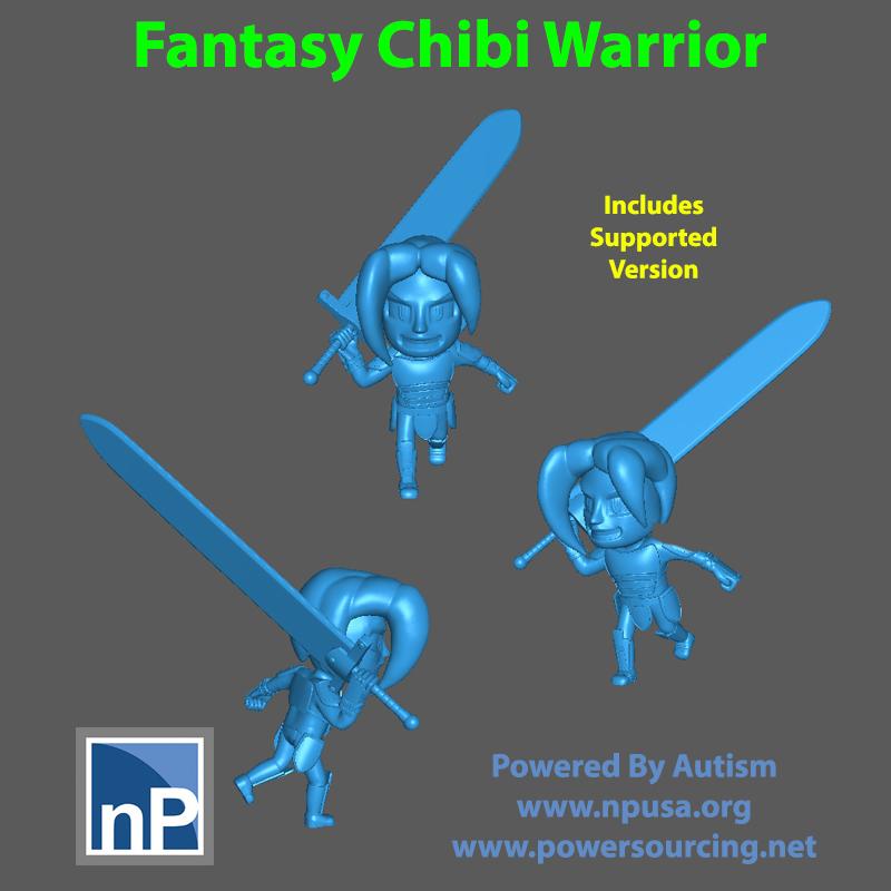 Fantasy Chibi Warrior 3d model