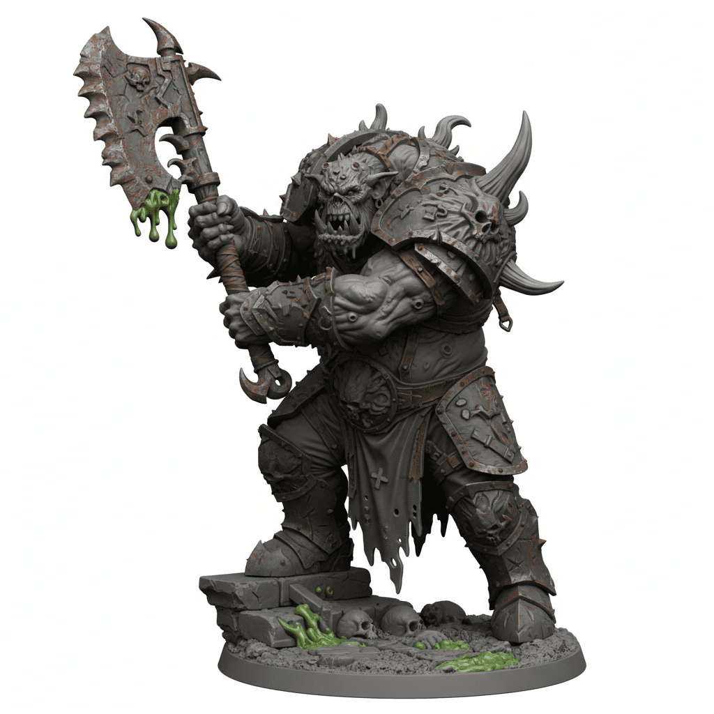 Giant Plague Ogre Rusted Cleaver Printable STL File 3d model