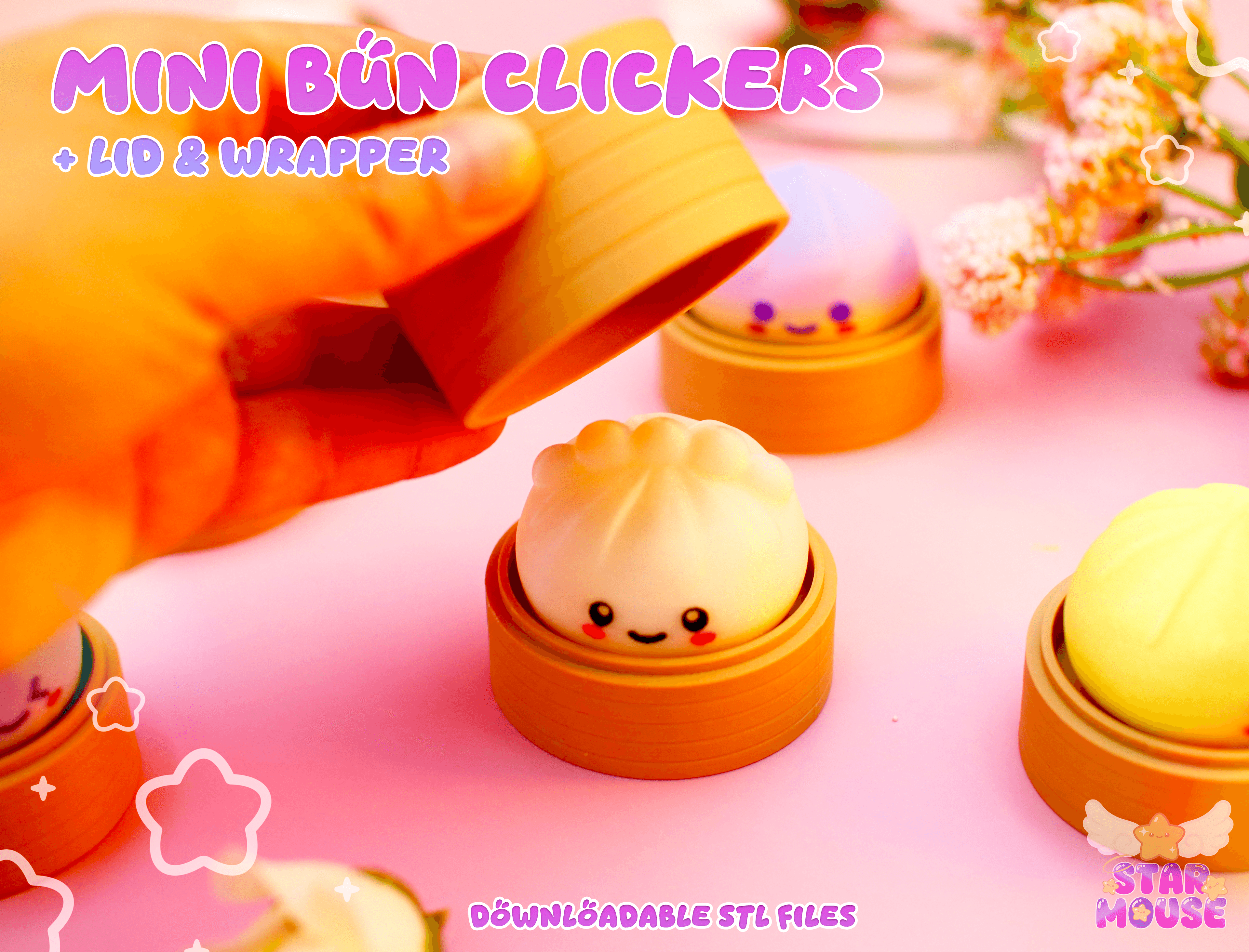 Mini Bun Clickers + Stickers 3d model