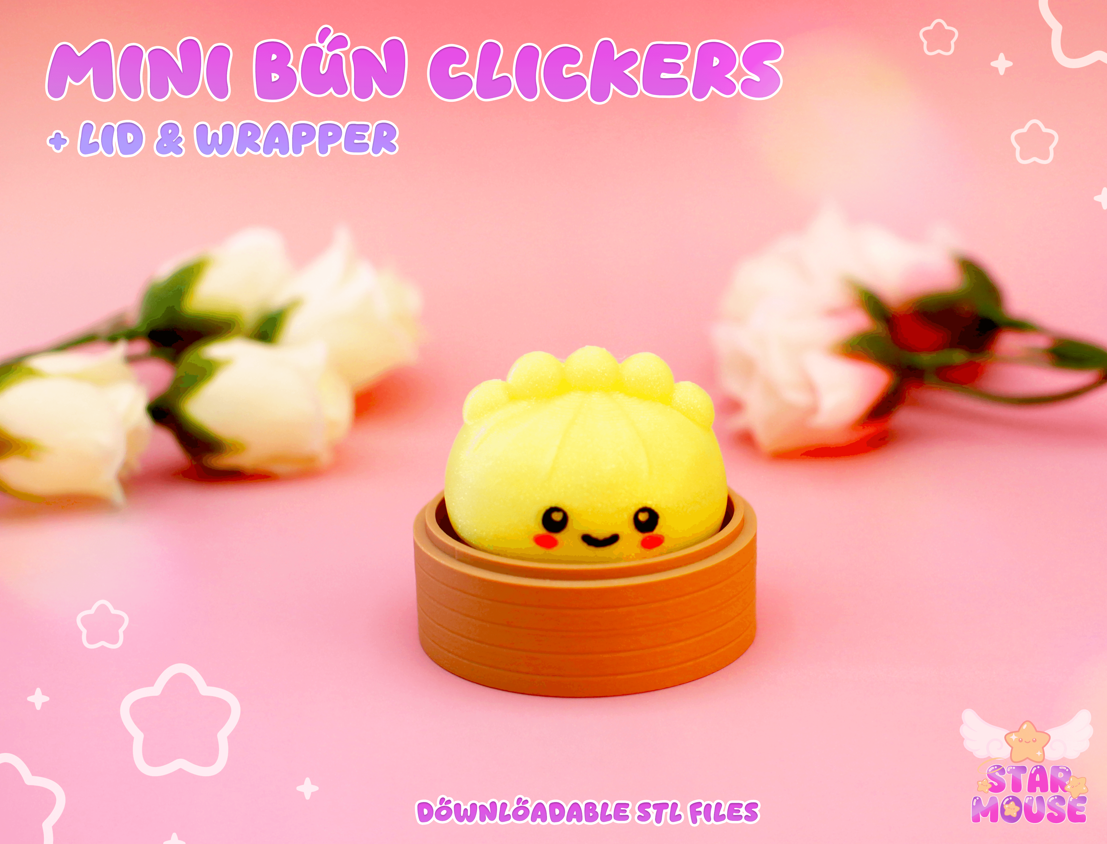 Mini Bun Clickers + Stickers 3d model