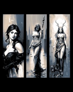 Depictions of the Greek Goddess Artimus - Goddess of the hunt, animals and moon - Set of bookmarks 3d model