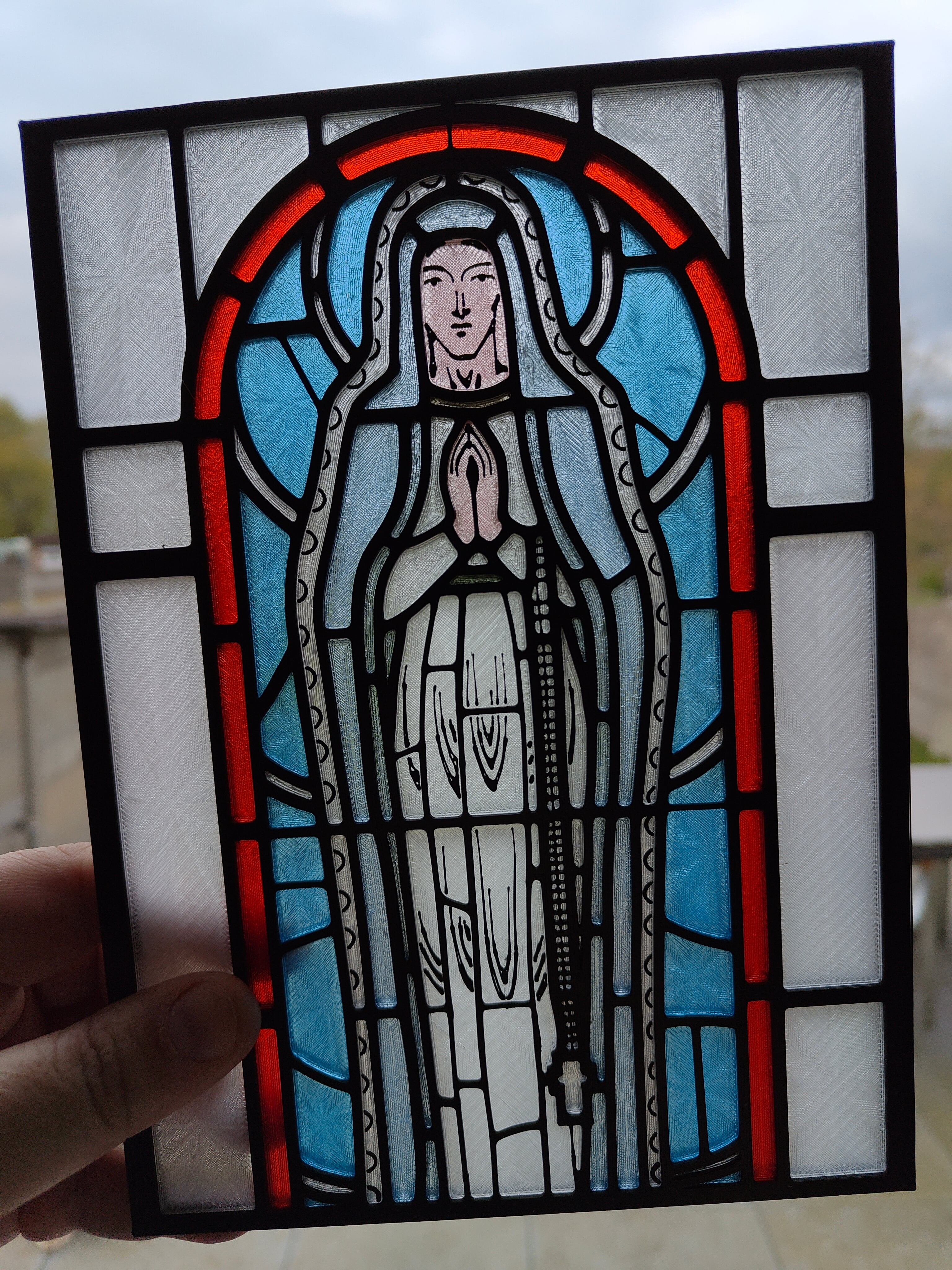 Virgin Mary Stained Glass Light Box 3d model