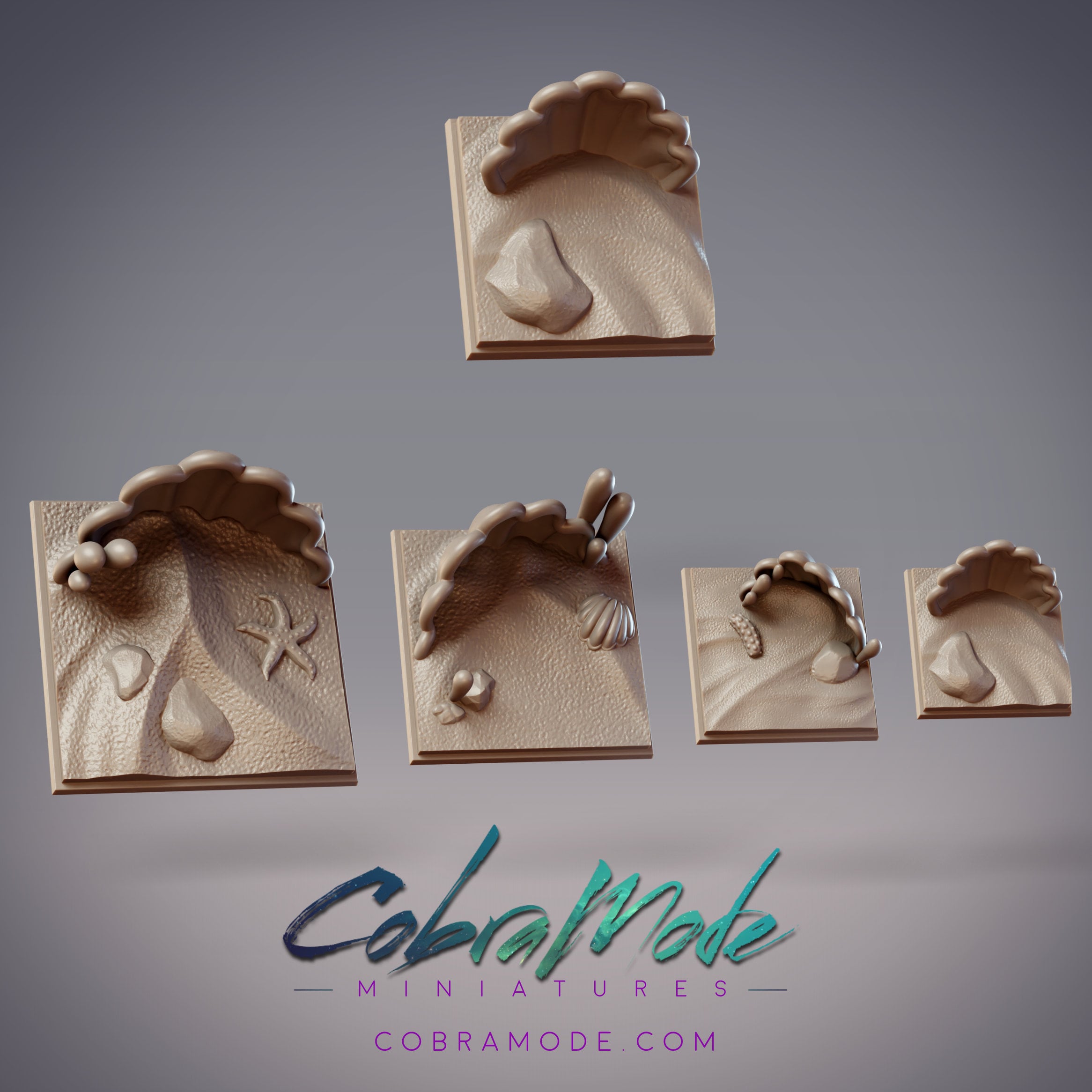 Clamshell Base Pack - Round and Square Versions (8pcs) 3d model