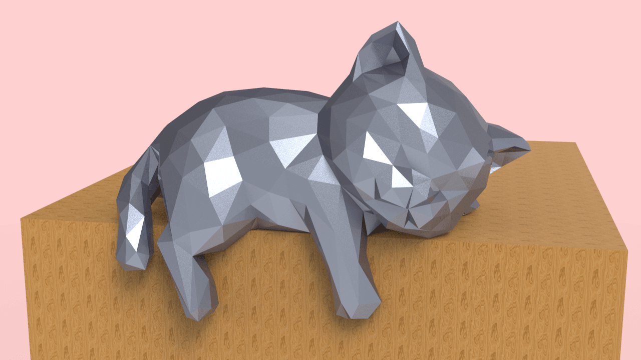Lowpoly Sleepy Kitten 3d model