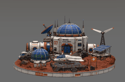 Mars Colony Command Base STL File for 3D Print 3d model