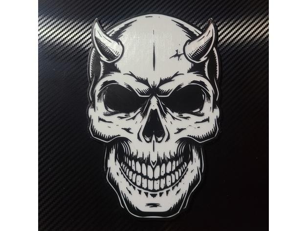 skull logo with horns 3d model