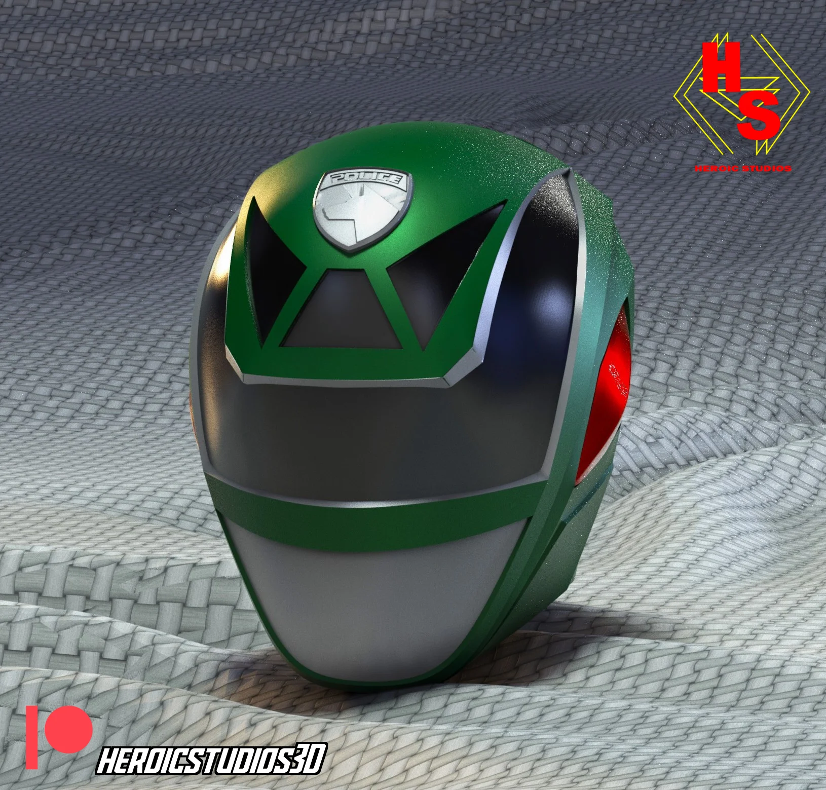 Green SPD Ranger Helmet 3d model