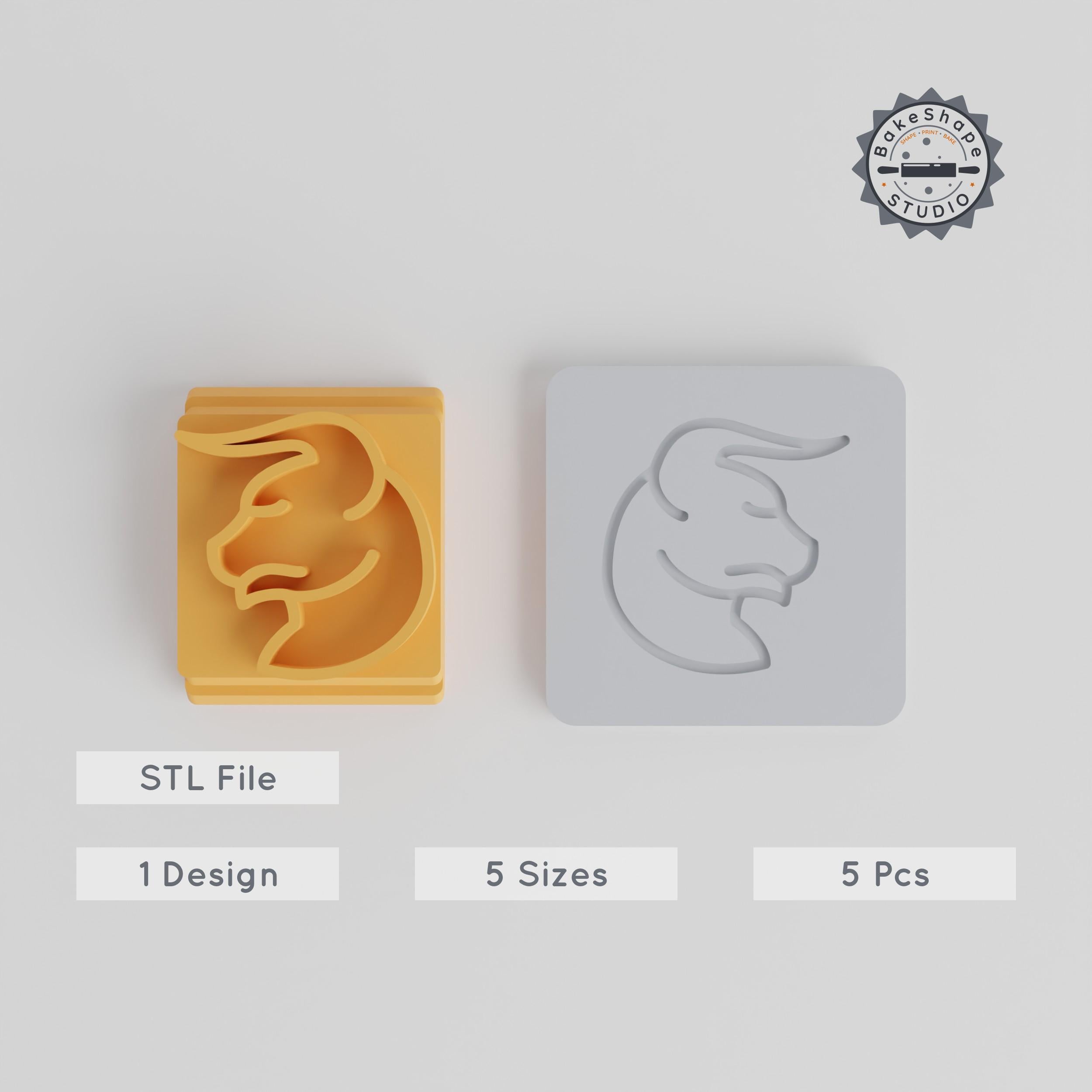 Taurus Zodiac Stamp Tile Set, 5 Sizes, Bull & Astrology Design for Clay Cookies & Fondant PRODUCT_2536 3d model
