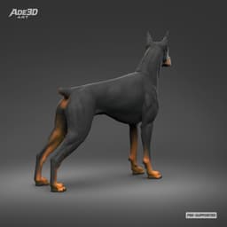 Doberman Pinscher Cropped Ears Docked Tail 3D Print Pose 02 3d model
