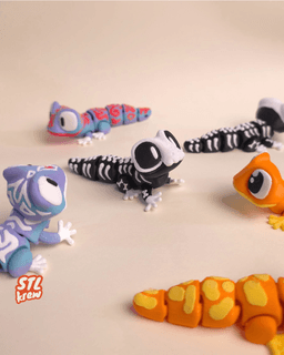 Cute articulated gecko halloween - totem design 3d model