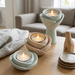 Floral Flower Candle Holder - Small, Medium, Large - Modern Floral Home Decor 3d model