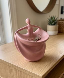 Modern Dancing Woman Catch-All Bowl – Minimalist Pink Figurine Entryway Decor & Jewelry Dish 3d model