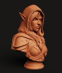 Wood Elf Ranger Bust | High Detail Statue 3d model