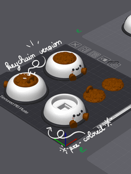 Cute Articulated & Clicker Pet Bowl | No AMS | Print-in-place | Support-free 3d model
