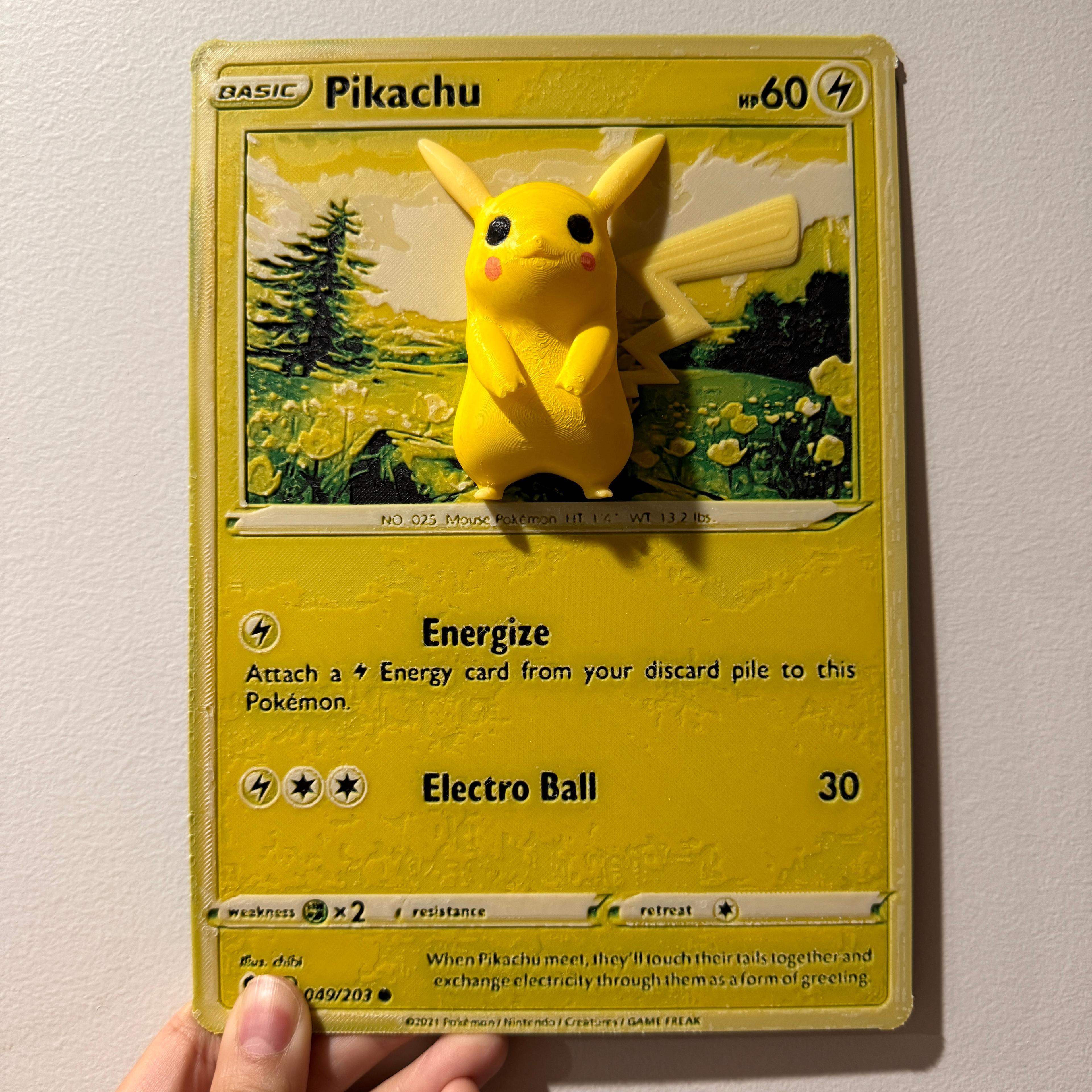 Oversized Pikachu Pokemon Card - Hueforge Hybrid Print 3d model