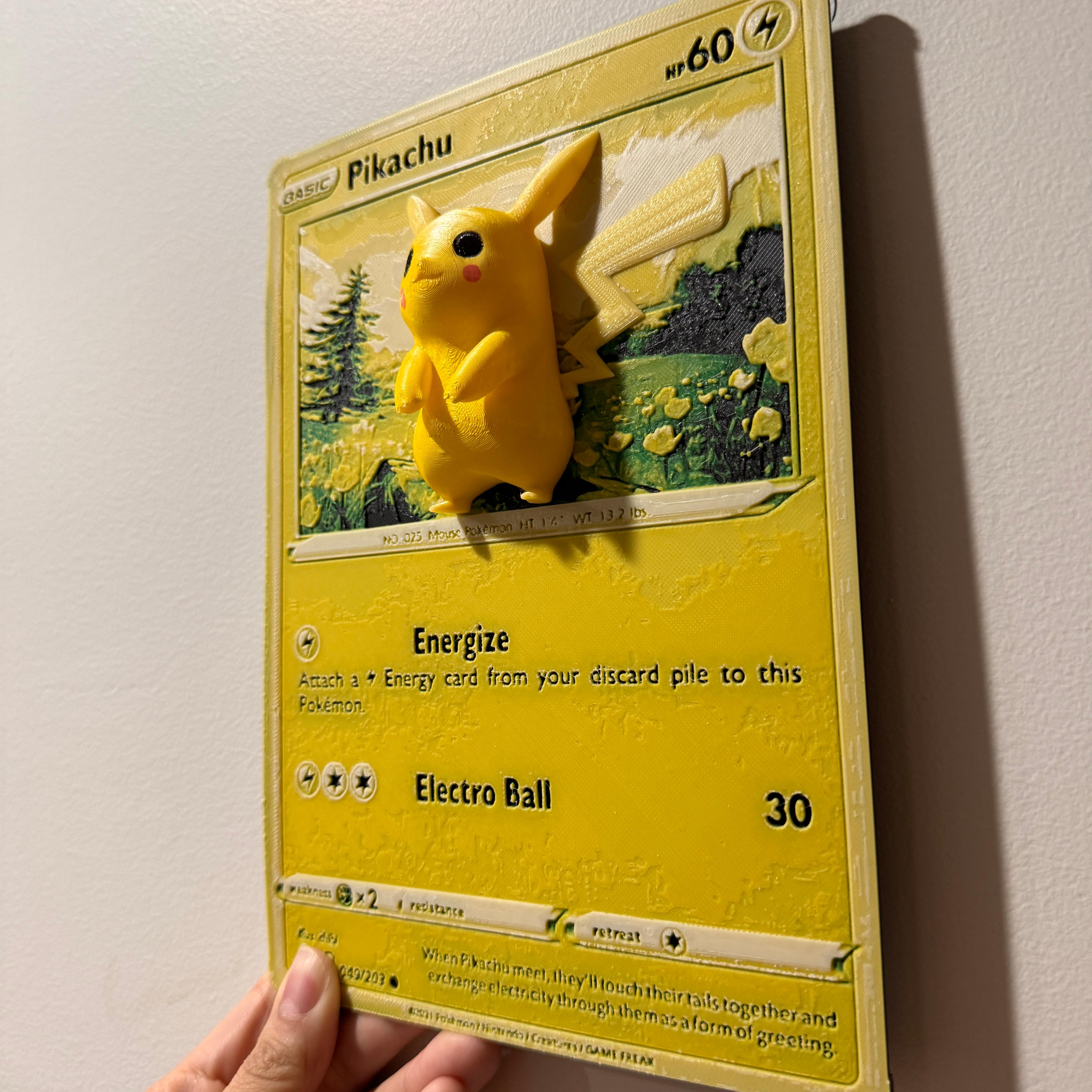 Oversized Pikachu Pokemon Card - Hueforge Hybrid Print 3d model