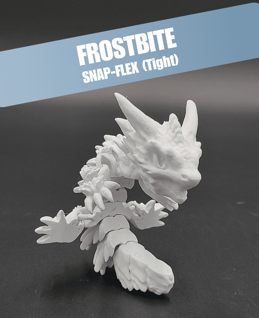 Frostbite, Winter Dragon Child - Articulated Snap-Flex Fidget (Tight Joints) 3d model