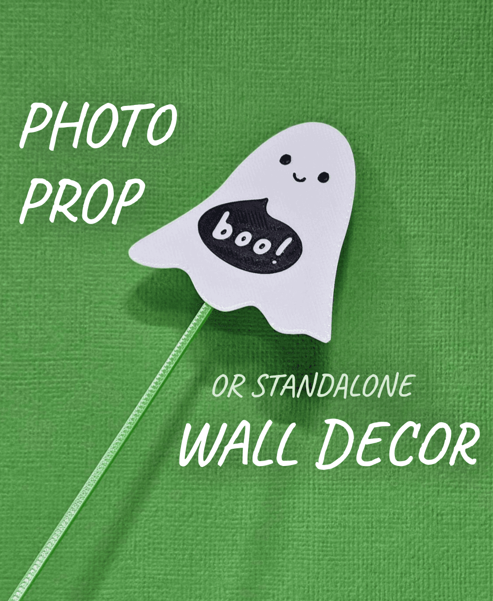Kawaii ghost "boo!" Halloween Photo Prop Stick | Wall Decor | Halloween party accessories | 3MF file 3d model