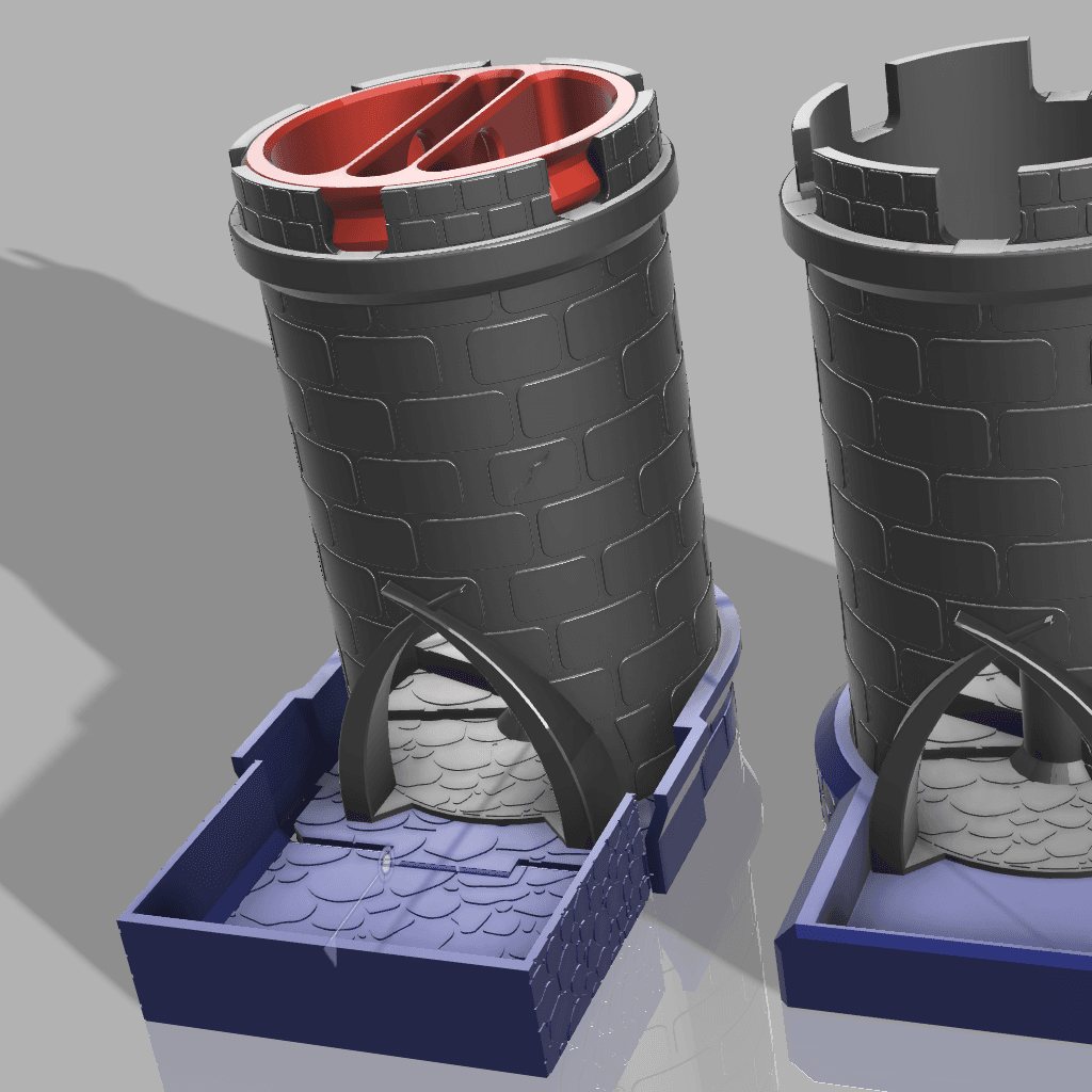 MINI DICE TOWER - $5 DICE TOWER - PRINT IN PLACE, LID, TRAY, STORAGE UPDATE 3d model