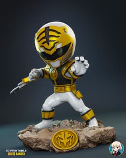 White Ranger Power Ranger Mighty Morph Chibi - Premium Collectible 3d model