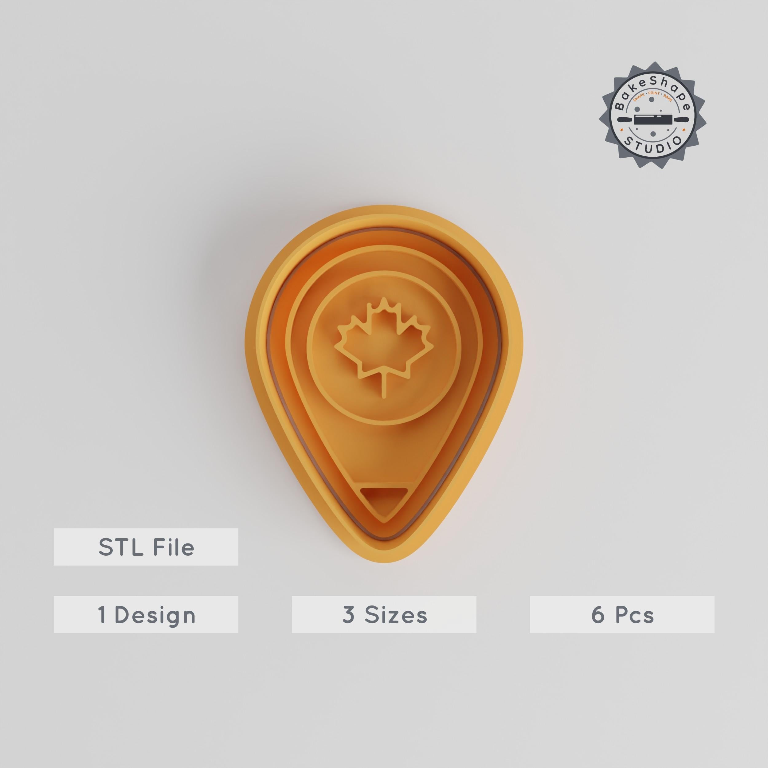 Location Shape Cutter & Stamp Set, Perfect for Cookies & Fondant, Includes Map Pin & Place Marker, 3 Sizes, 6 Pieces PRODUCT_5481 3d model