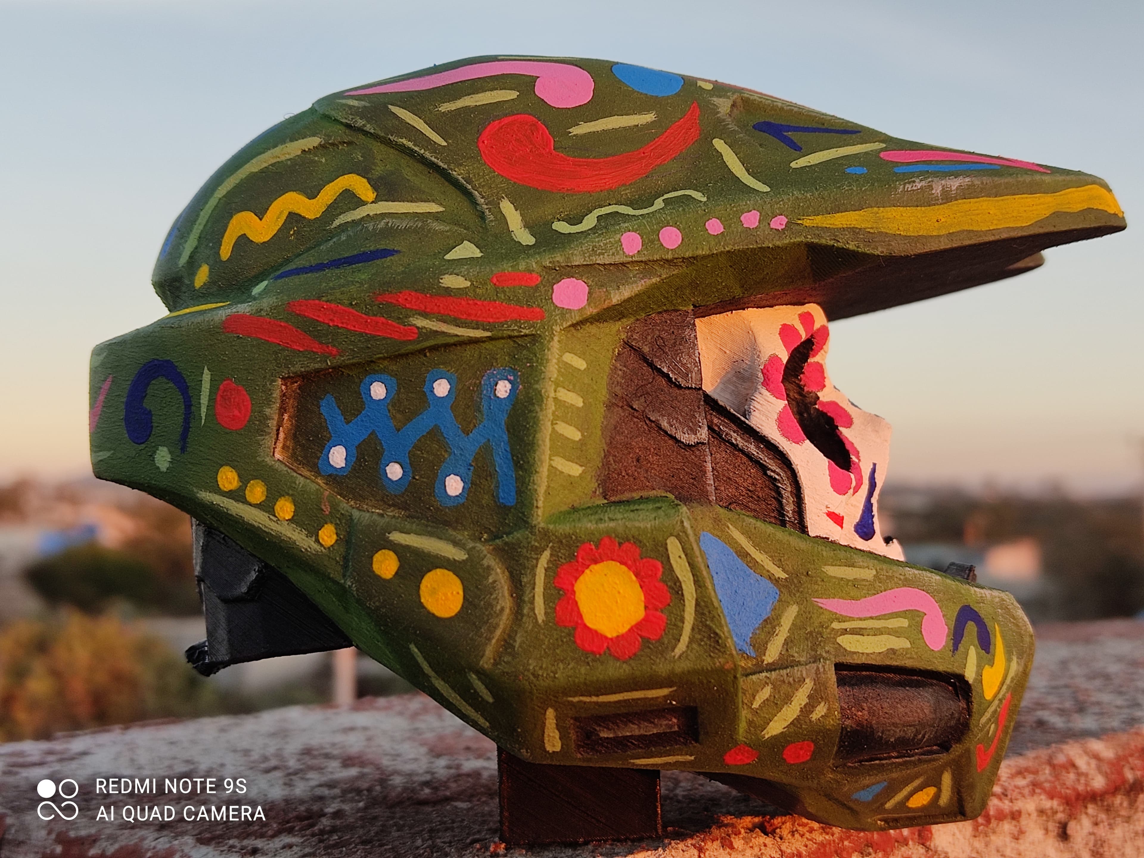 Skull_Master_Chief.stl - Model painted "Dia de muertos" side - 3d model