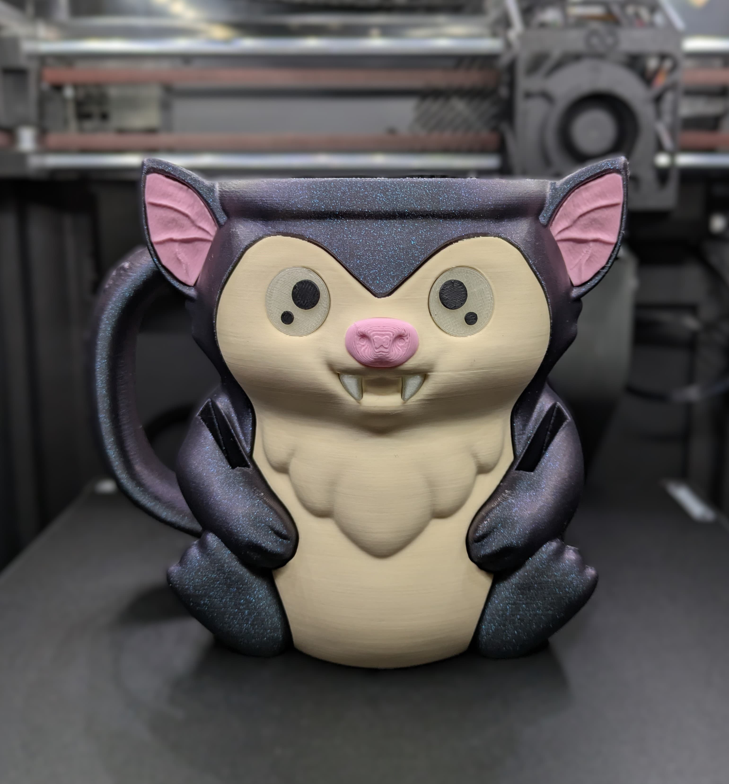 Printed on Elegoo Centauri Carbon. Filaments used are Elegoo PLA galaxy black and beige, pink is Polyterra, glow in the dark is from Redline