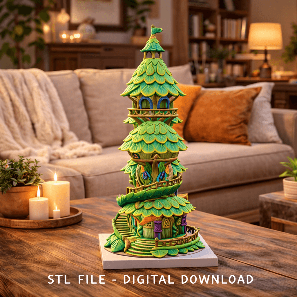 nchanted Spiral Tree Tower STL File 3D Printable Fantasy Treehouse 3d model