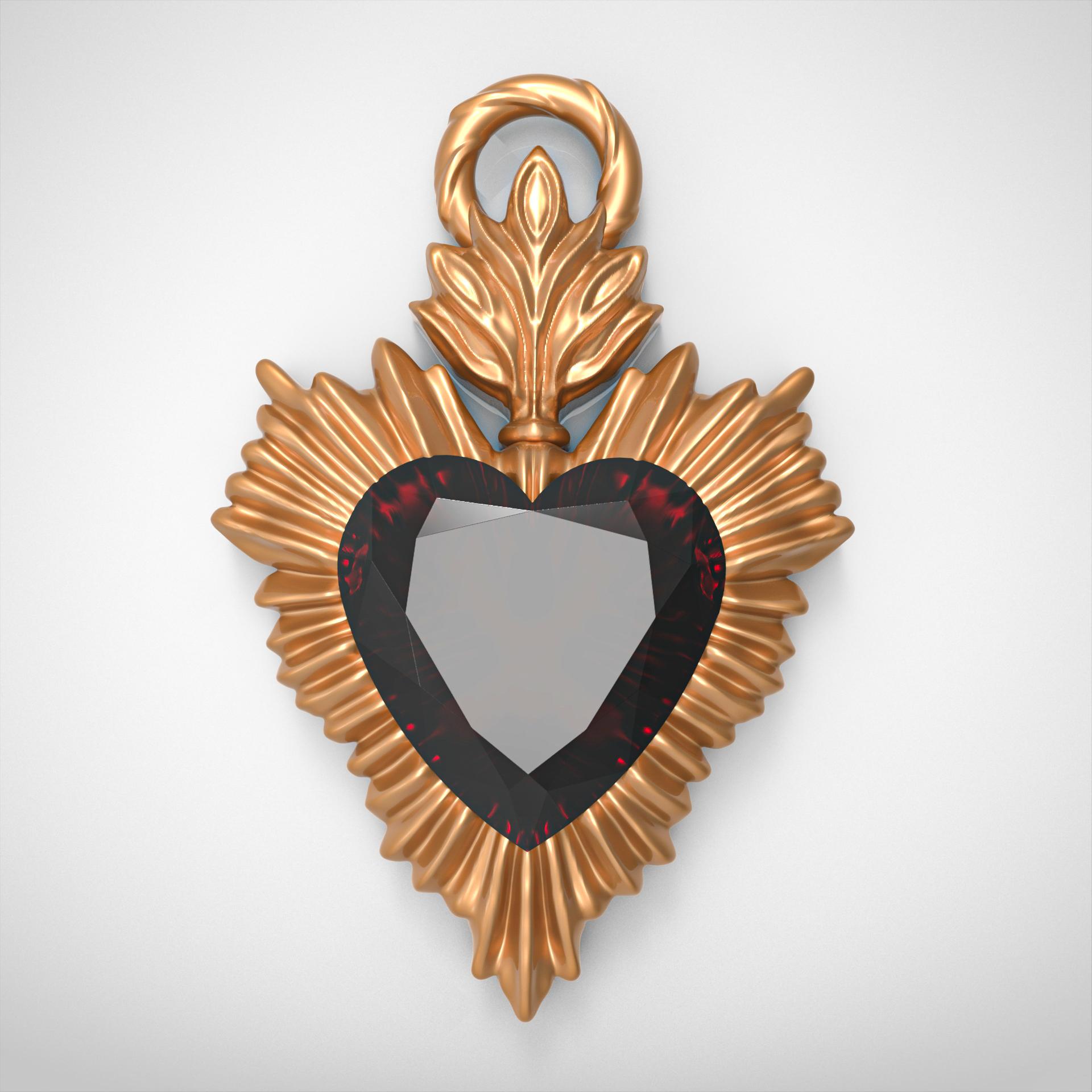 Sacred Heart Pendant 3d model