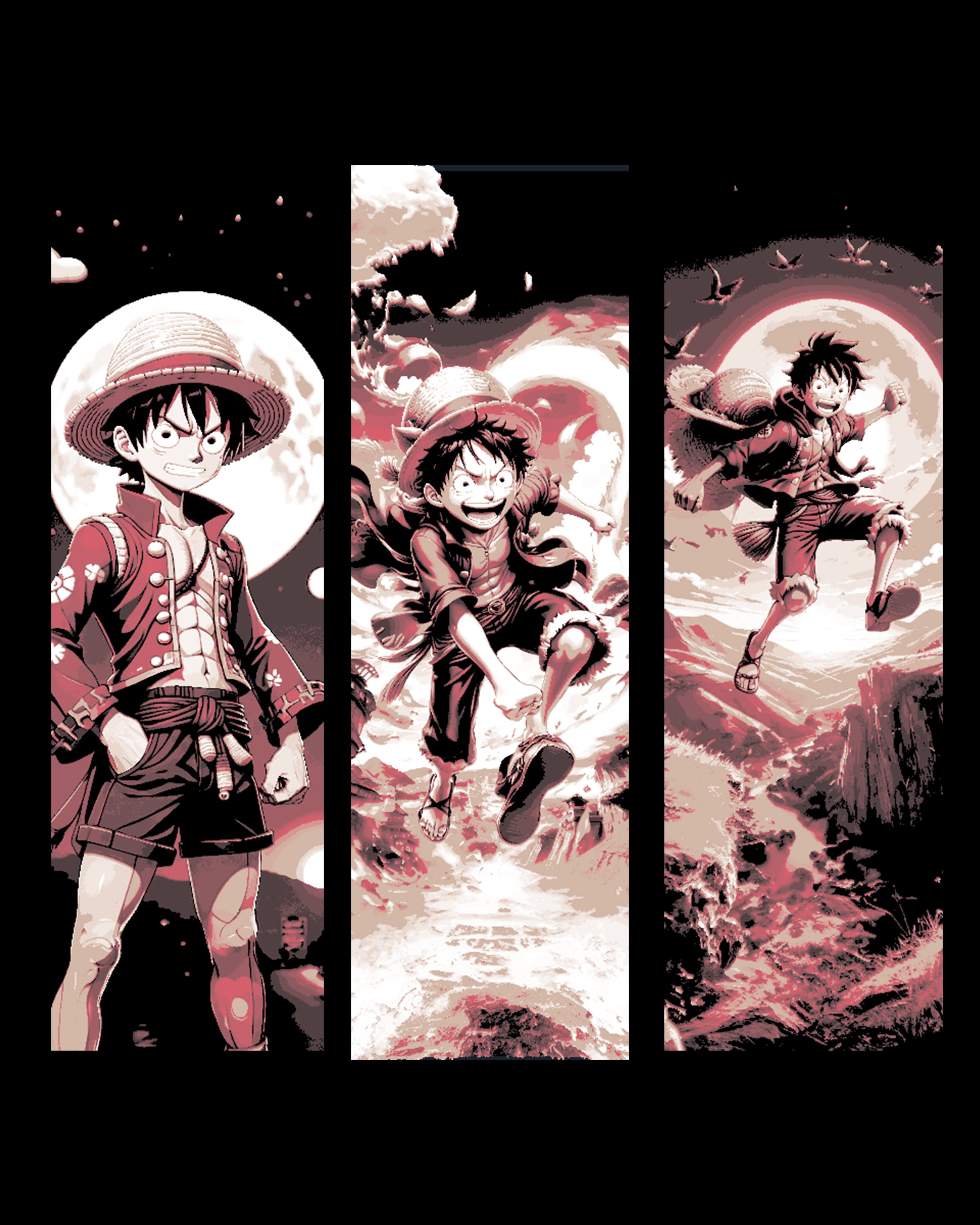 More Anime Fanart - Again Monkey D Luffy from One Piece - Set of bookmarks 3d model