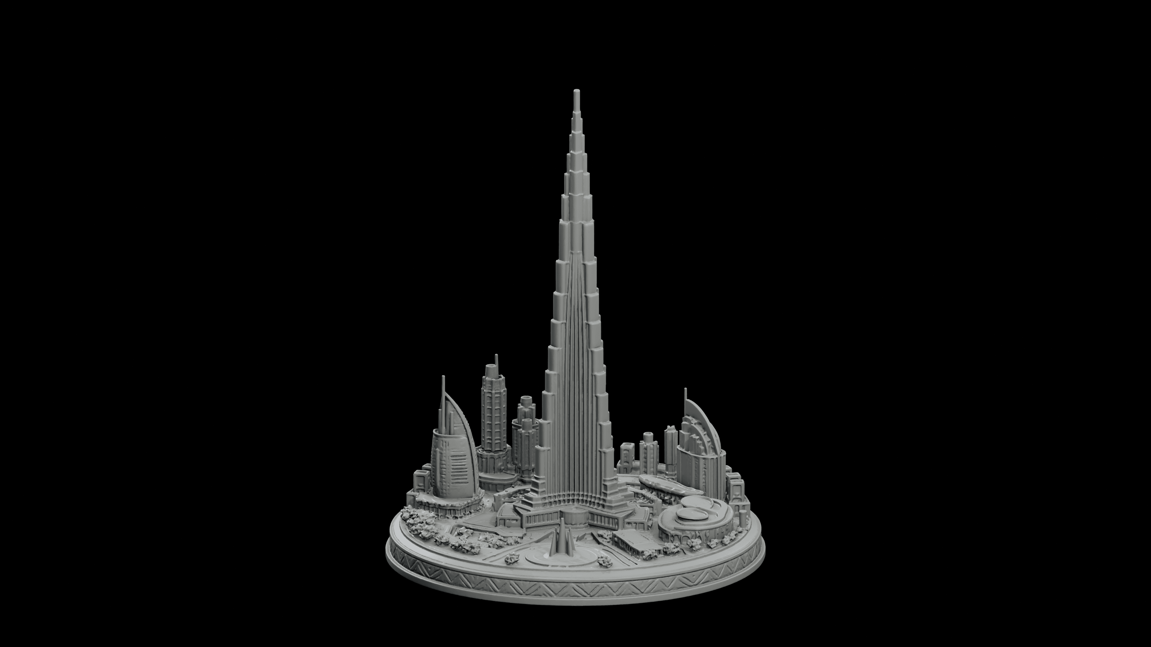 Burj Khalifa Skyline Obelisk STL - Printable Landmark Desk Miniature 3d model