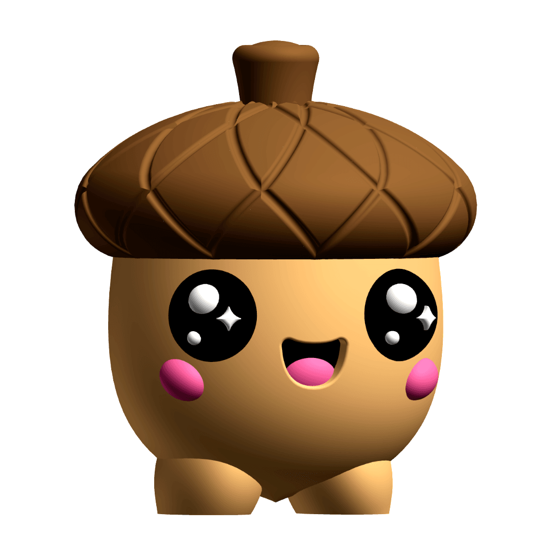 Creature Kin Cappy Cute Acorn 3D Printable Art Toy Figure 3d model