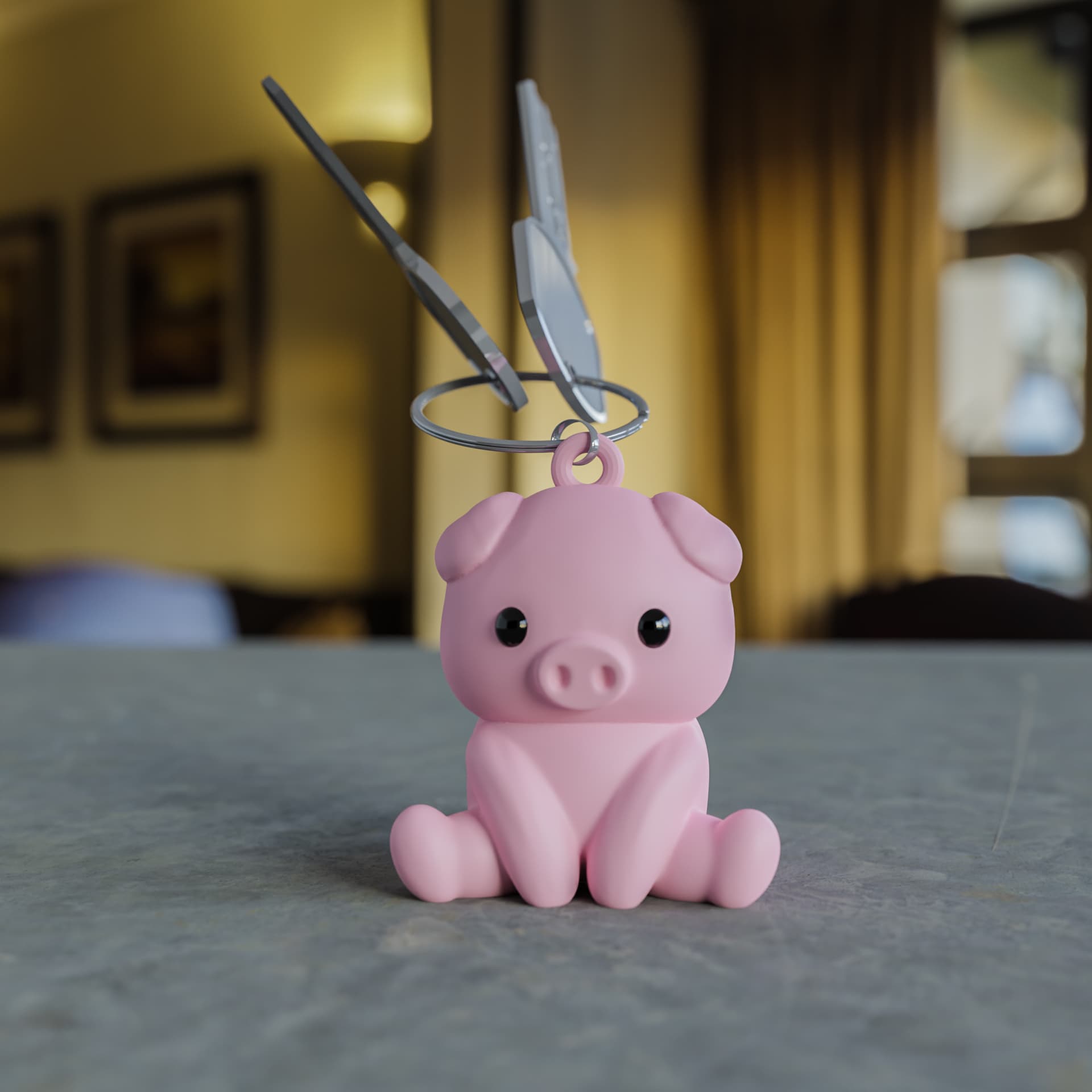 Sitting Pig Keychain 3d model
