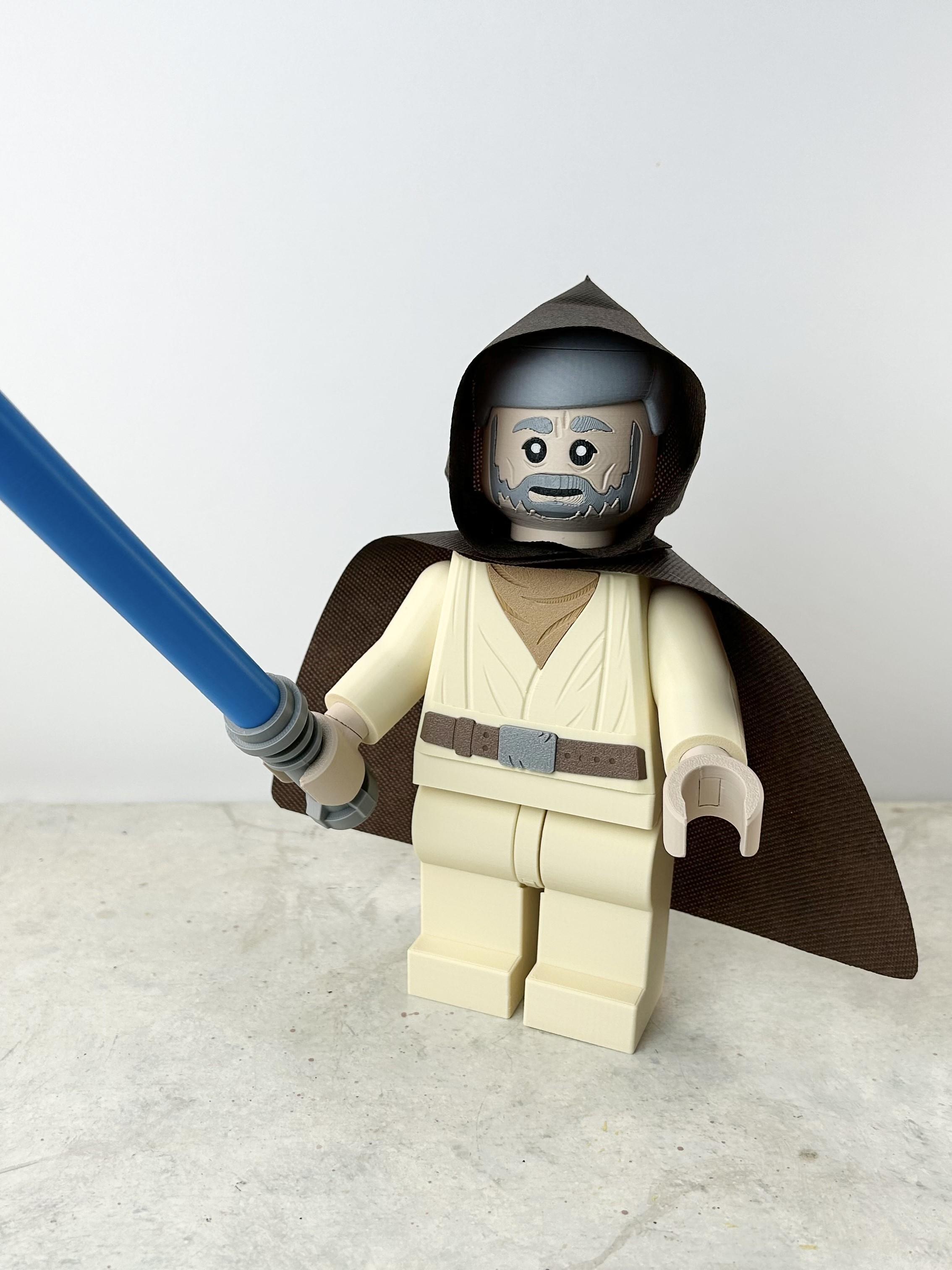 Obi-Wan Kenobi (6:1 LEGO-inspired brick figure, NO MMU/AMS, NO supports, NO glue) 3d model